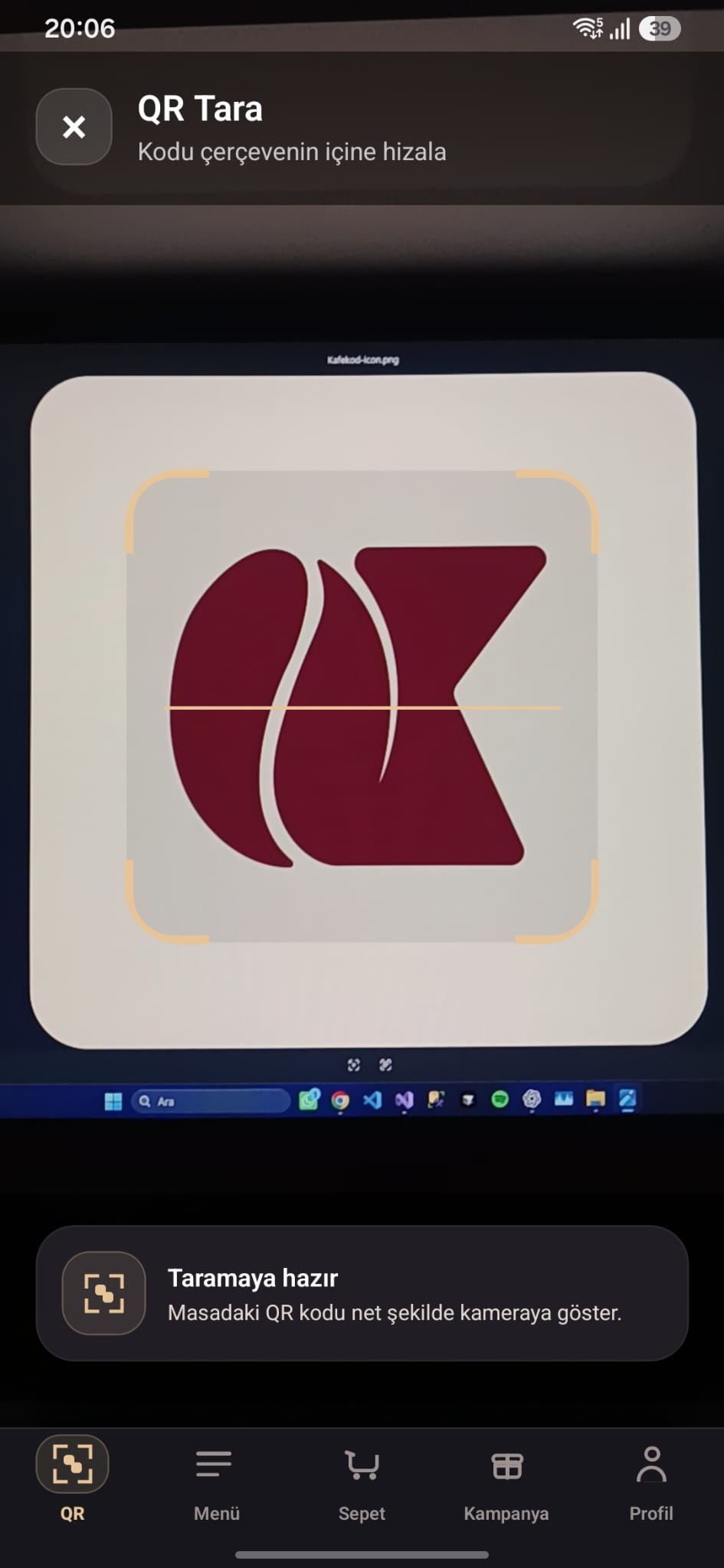 QR ile ba&scedil;lang&imath;&ccedil; ekran&imath;