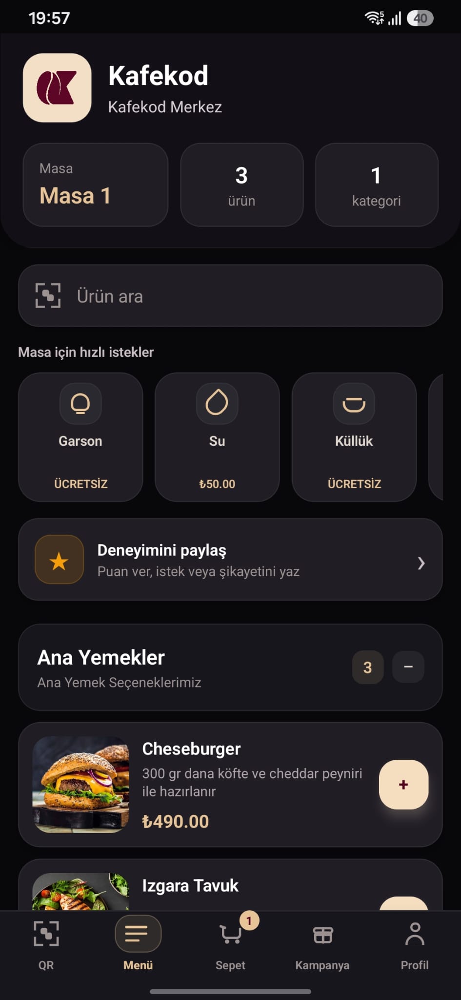 M&uuml;&scedil;teri men&uuml; ekran&imath;